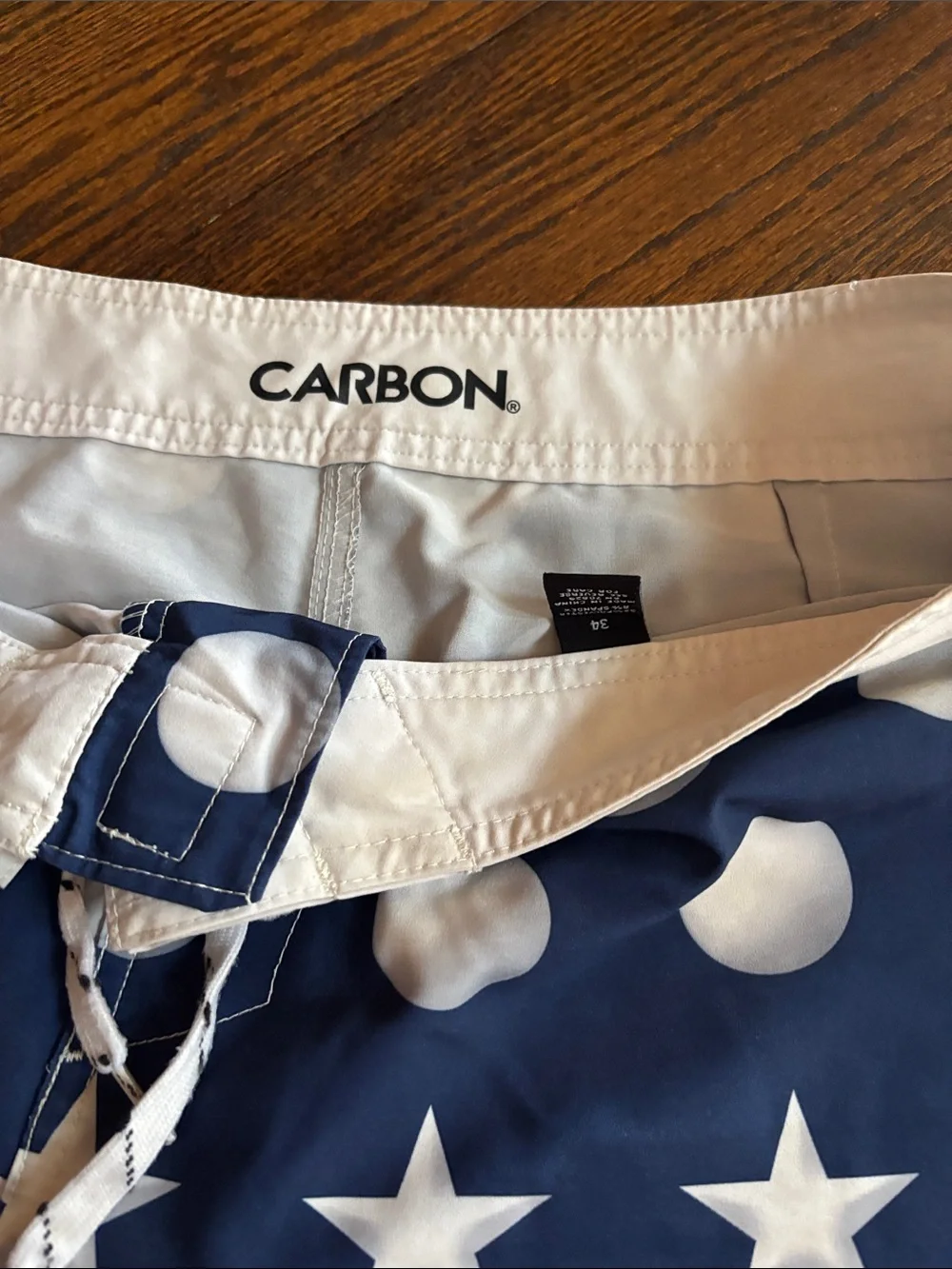 CARBON Men's Red SOLO cup, White & Blue Patriotic Swim Trunks